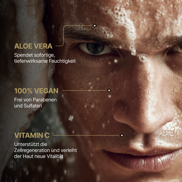 Mann verwendet Captain's Essentials Body Wash – Männer Duschgel Anwendung