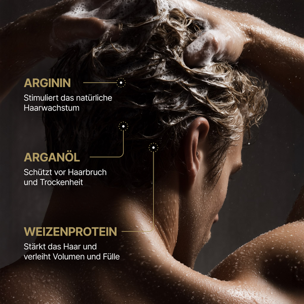 Mann verwendet Captain's Essentials Shampoo – Herrenshampoo Anwendung